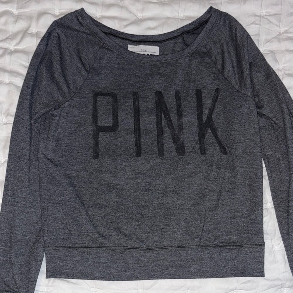 PINK Victoria's Secret Gray Long Sleeve Tee